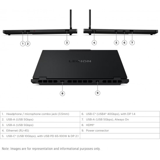Lenovo Legion 5 Gen 10 Gaming Laptop, AMD Ryzen 7-260, 16 GB DDR5 RAM, 1 TB PCIe SSD, 15.1" WQXGA (2560x1600) Display, Nvidia G-Force RTX 5060, 24-Zone RGB Backlit Keyboard, W11 Home, Eclipse Black