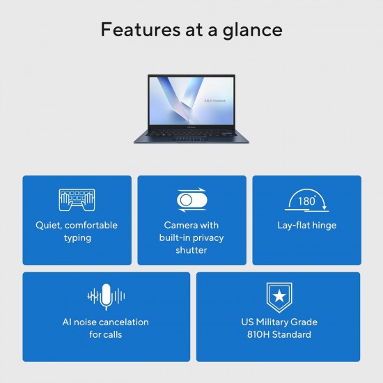 ASUS Vivobook 14 X1404 Slim Laptop (2025) – Intel Core 5-120U 14-Inch FHD Display  8GB RAM  256GB SSD  Intel Graphics  Windows 11 English Keyboard Blue
