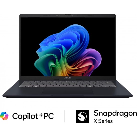 ASUS VivoBook 14 X1407QA Copilot+ PC Laptop – 14” WUXGA Display  Snapdragon X X1-26-100  16GB RAM  512GB SSD  Windows 11  WiFi 6E  Quiet Blue