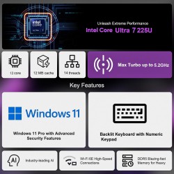 Dell Pro 16 (PC16250) Business Laptop – Intel® Core™ Ultra 7 265U, 16GB DDR5 RAm, 512GB NVEMe SSD, 16" FHD+, Windows 11 Pro, Platinum Silver