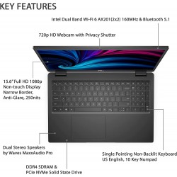 Dell Latitude  3540 ( 2024 ) Laptop  13th Gen Intel® Core™ i5-1335U (12 MB cache, 10 cores, 12 threads, up to 4.60 GHz Turbo / 16 GB RAM DDR4  /512GB SSD NVME GEN 4  15.6 INCH  1920x1080, 60Hz, 250 nit, NTSC 45%, FHD Camera, ONE YEAR WARRANTY 