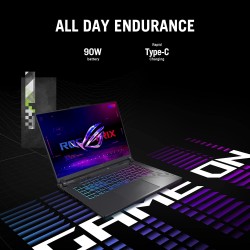 ASUS ROG Strix G16 (2023) Gaming Laptop | 13th Gen Intel Core i7-13650HX | 16" FHD Display | 16GB RAM | 1TB SSD | NVIDIA GeForce RTX 4060 | Windows 11 | English Keyboard | Eclipse Gray | International Version [G614JV-AS74]