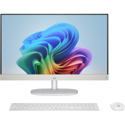 HP All-in-One AI 24-cr2026nh Desktop Computer, 24” FHD IPS Touch Display, Intel Core Ultra 7 255U, 8GB DDR5 RAM, 512GB NVMe SSD, Intel UHD Graphics, Windows 11 Pro, Wired Keyboard & Mouse, Snow White 