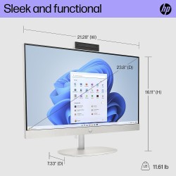 HP All-in-One AI 24-cr2026nh Desktop Computer, 24” FHD IPS  Display, Intel Core Ultra 7 255U, 16GB DDR5 RAM, 1TB NVMe SSD, Intel UHD Graphics, Windows 11 Pro, Wired Keyboard & Mouse, Snow White 